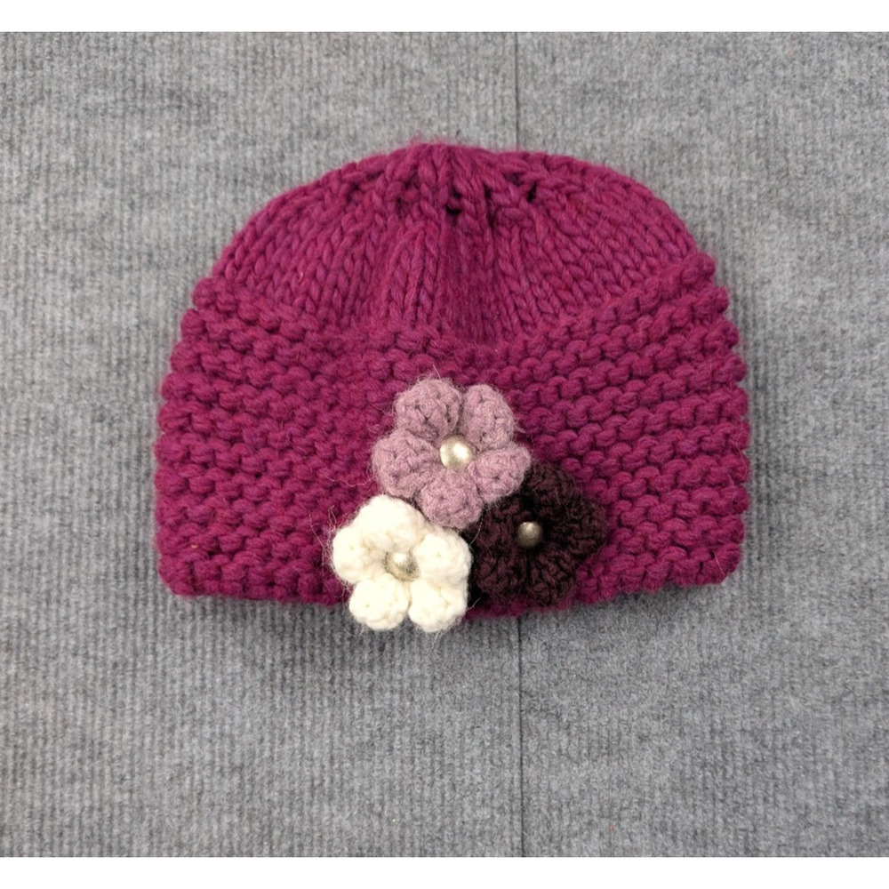 Lily Lab Chunky Knit Beanie Womens Alpaca Wool Floral Cottage Y2K Retro Italy